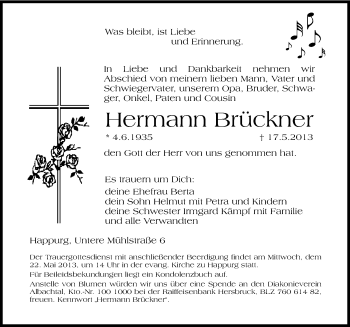 Traueranzeige von Hermann Brückner von Hersbrucker Zeitung